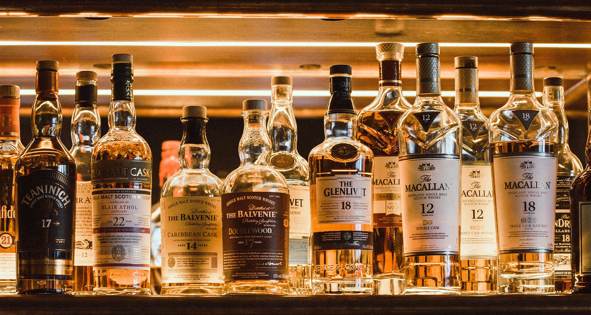 Whisky bottles on a shelf