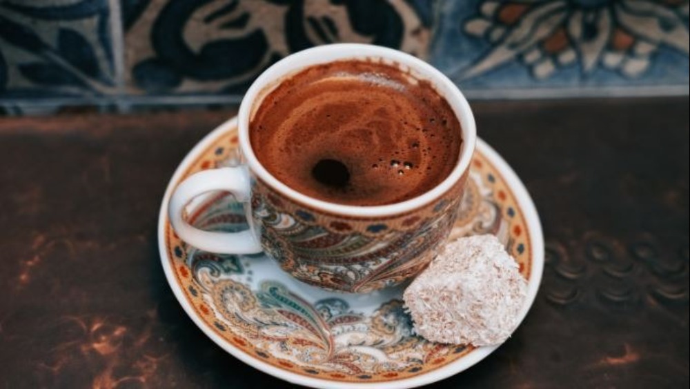 Cup of Turkish coffee with sugar