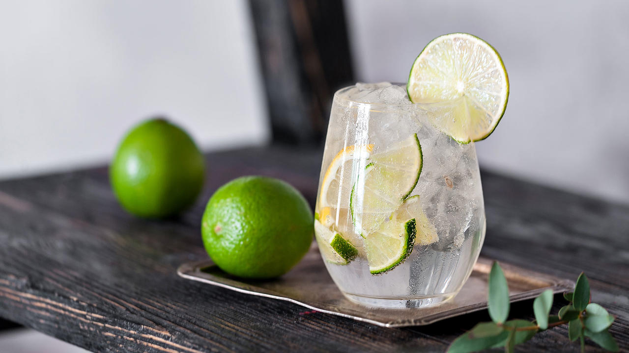 gin lemon and lime wedges